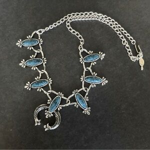 Silver and Turquoise Stone Adjustable Necklace